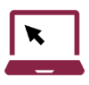 An icon of a laptop with a mouse pointer on the screen.