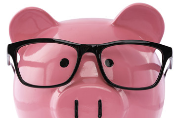 Piggy bank with glasses