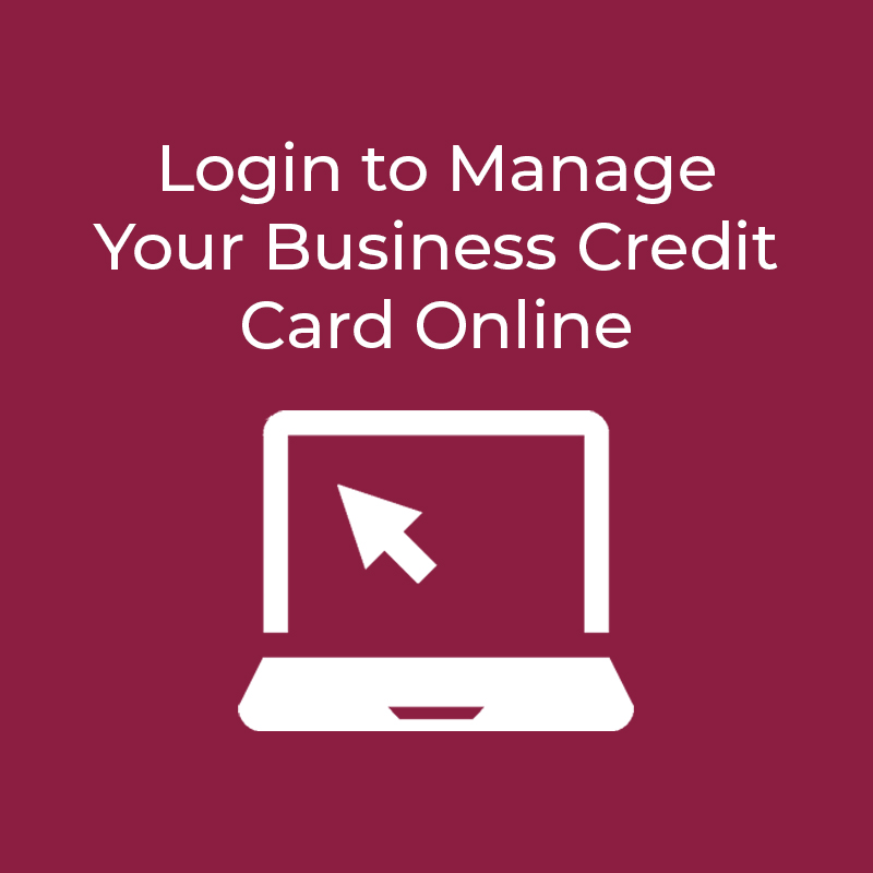 An icon of a laptop with a mouse pointer on the screen, with the text "Login to Manage Your Business Credit Card Online" above it.