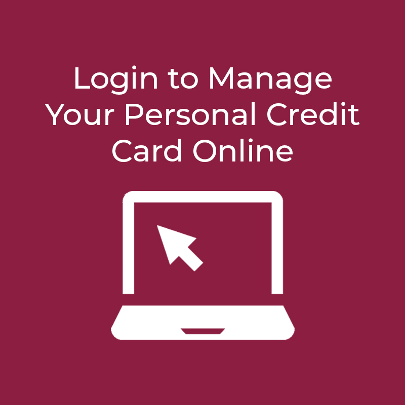 An icon of a laptop with a mouse on the screen, with the text "Login to Manage Your Personal Credit Card Online" above it.