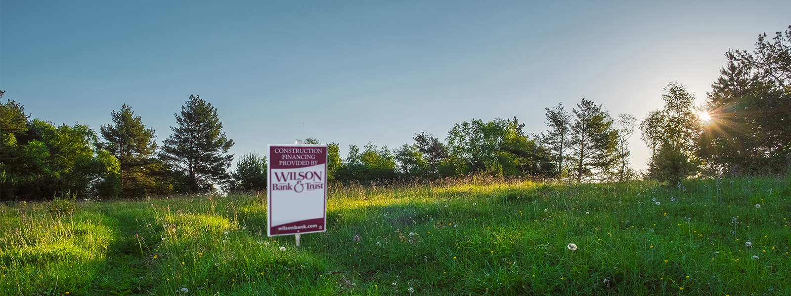 Wilson bank sign in a land lot